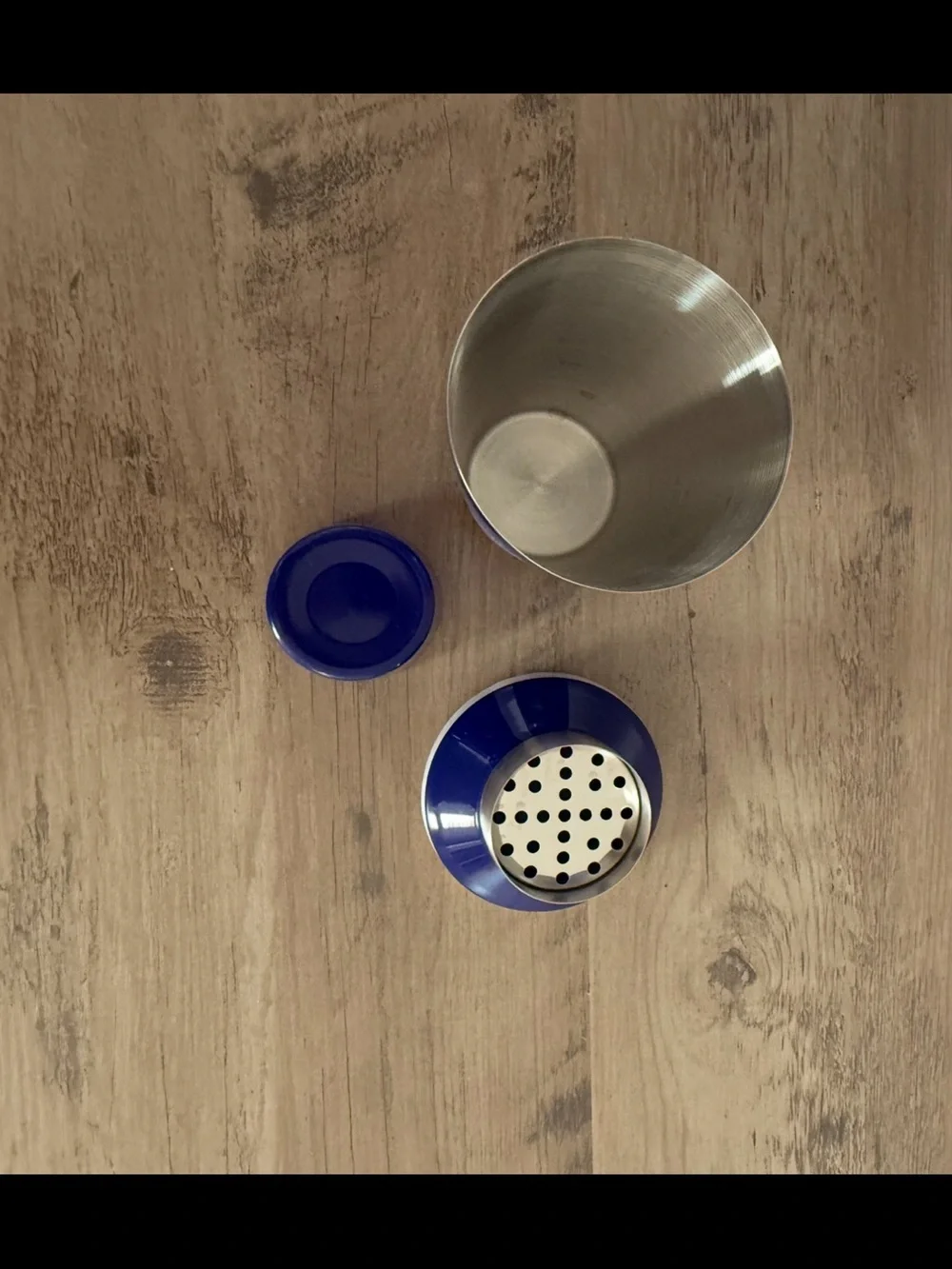 Jonathan Adler Striped Blue and Pink Cocktail Shaker -